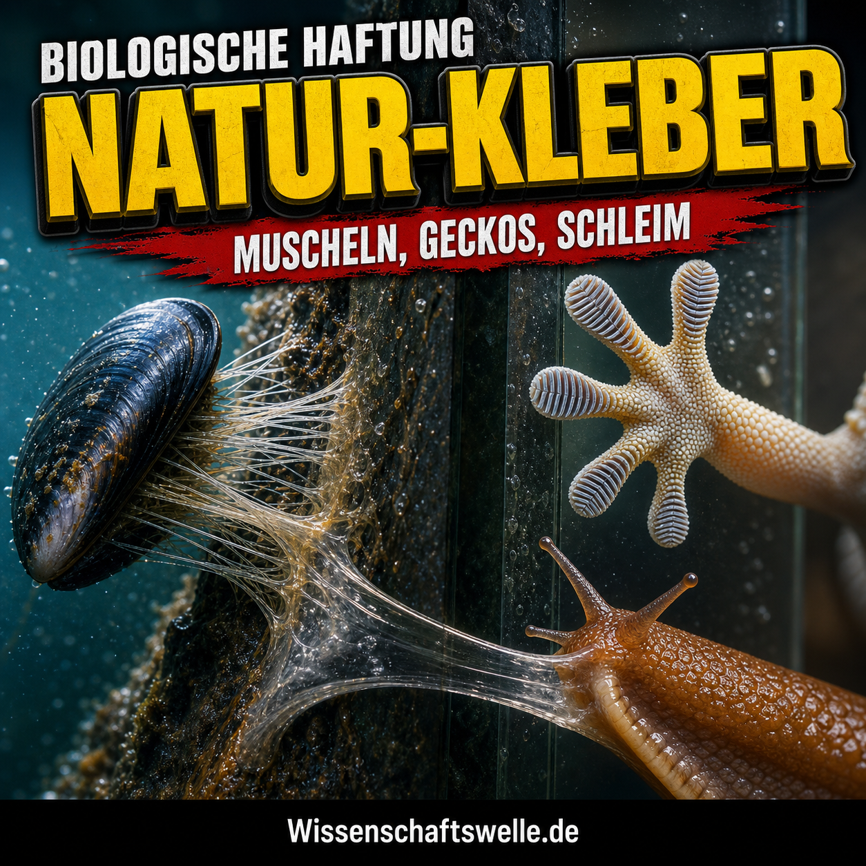 Biologische Klebstoffe in der Natur: Warum Muscheln, Geckos und Schleim keine Varianten derselben Idee sind