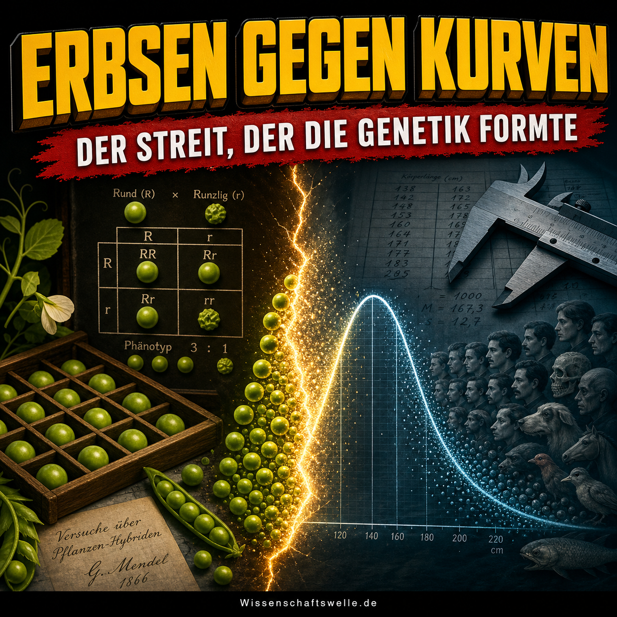 Erbsenzahlen gegen Kurven: Wie ein Methodenstreit die Genetik scharf stellte