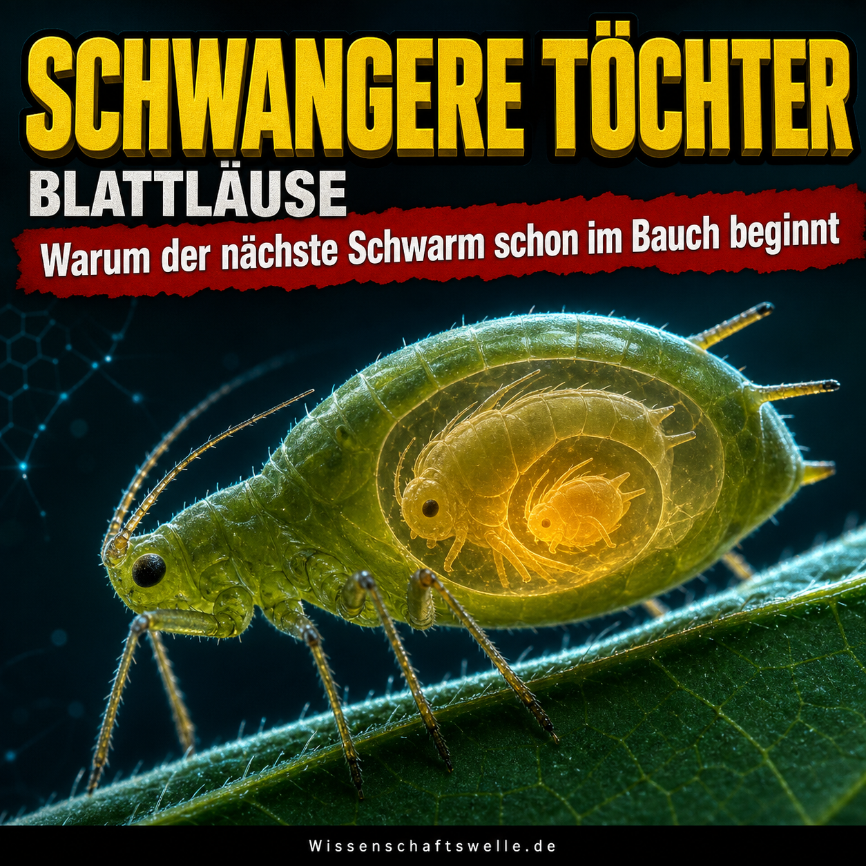 Blattläuse tragen Töchter und Enkelinnen zugleich