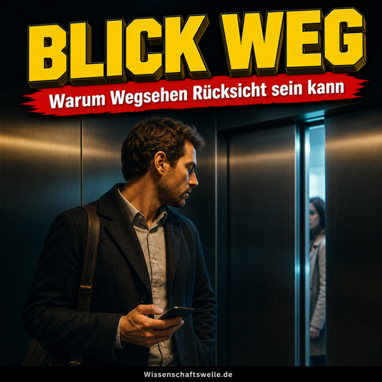 Eine Person im engen Aufzug wendet den Blick ab, während sich die Türen hinter einer unscharfen weiteren Gestalt schließen.