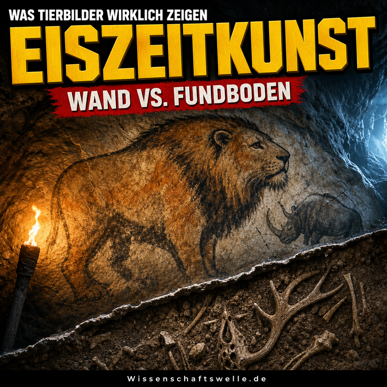 An der Wand Löwen, im Boden Rentiere