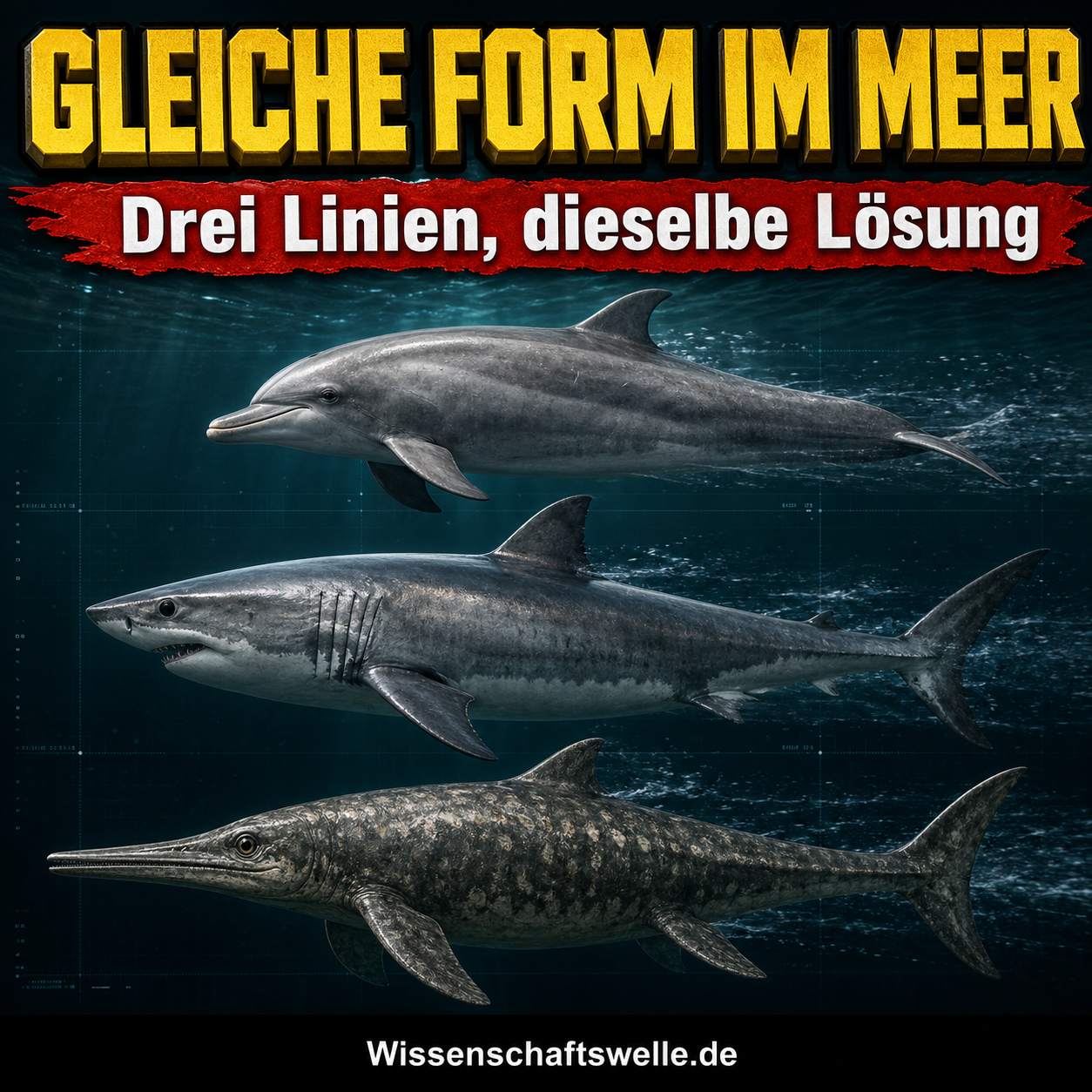 Konvergente Körperformen: Warum Delfin, Hai und Ichthyosaurus ähnlich gebaut sind, ohne nah verwandt zu sein