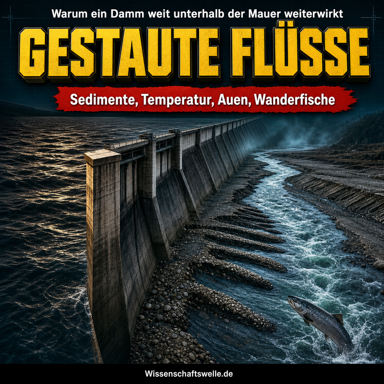 Der Fluss unterhalb des Damms ist ein anderes Ökosystem: Wie Staudämme Sedimente, Temperatur und Wanderfische neu ordnen