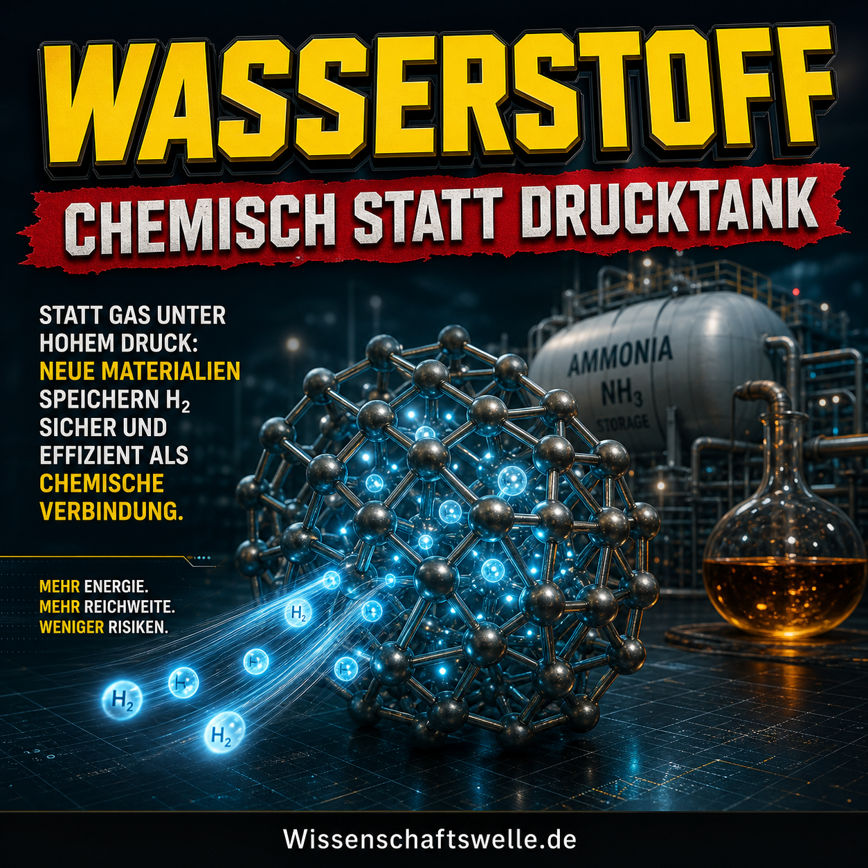 Wasserstoff reist ungern als Gas: Warum Metallhydride, Ammoniak und LOHCs die spannendere Speicherfrage sind