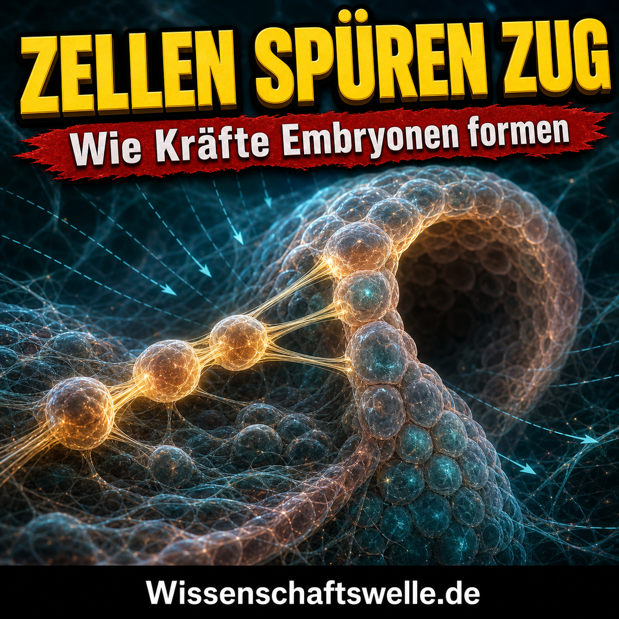 Zellen lauschen im Mutterleib: Wie mechanische Tugs die Embryo­form steuern