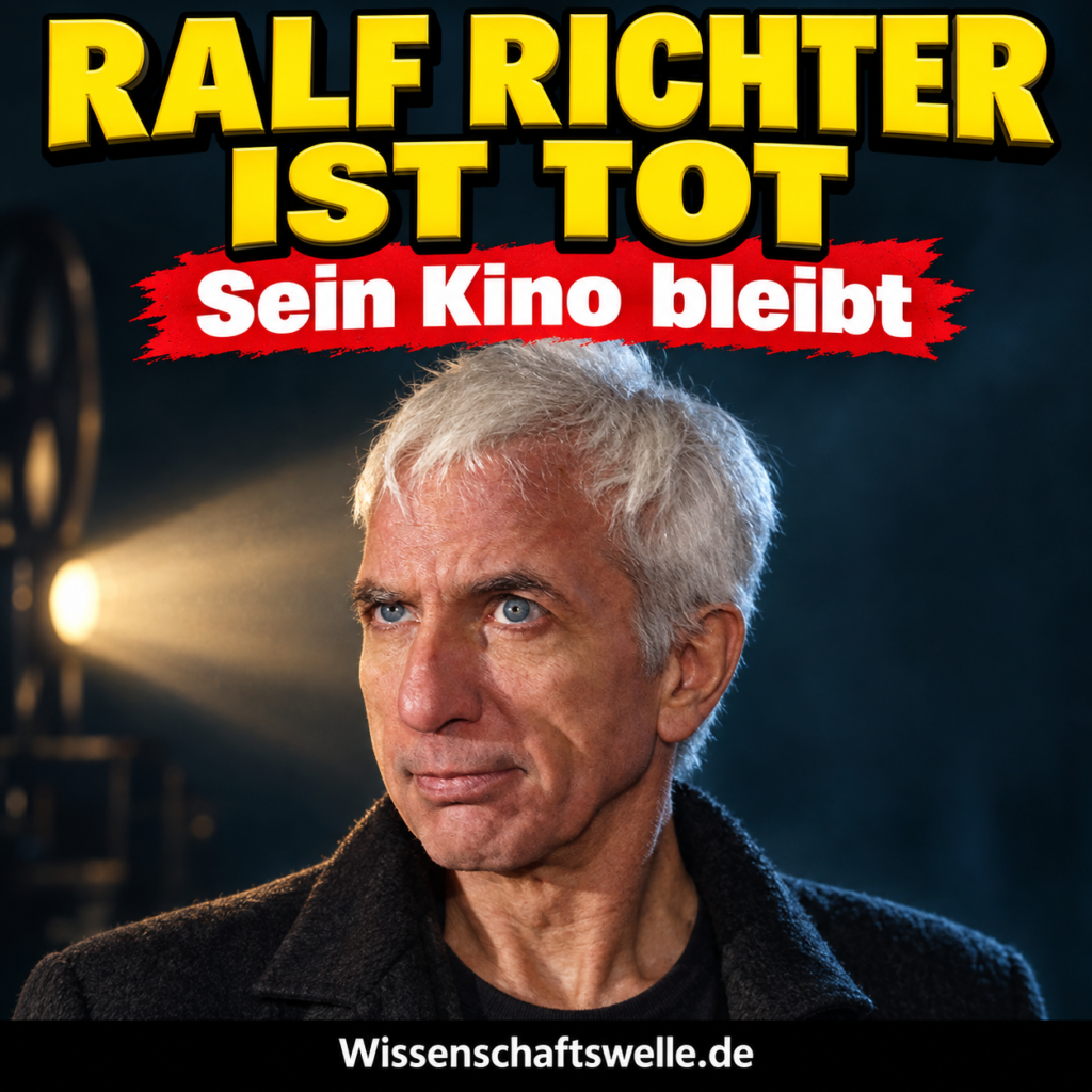 KI-gestaltetes Nachrufcover mit Ralf Richters Gesicht nach einer Fotoreferenz von 2016, gelber Titelzeile und dem Banner „Sein Kino bleibt“.
