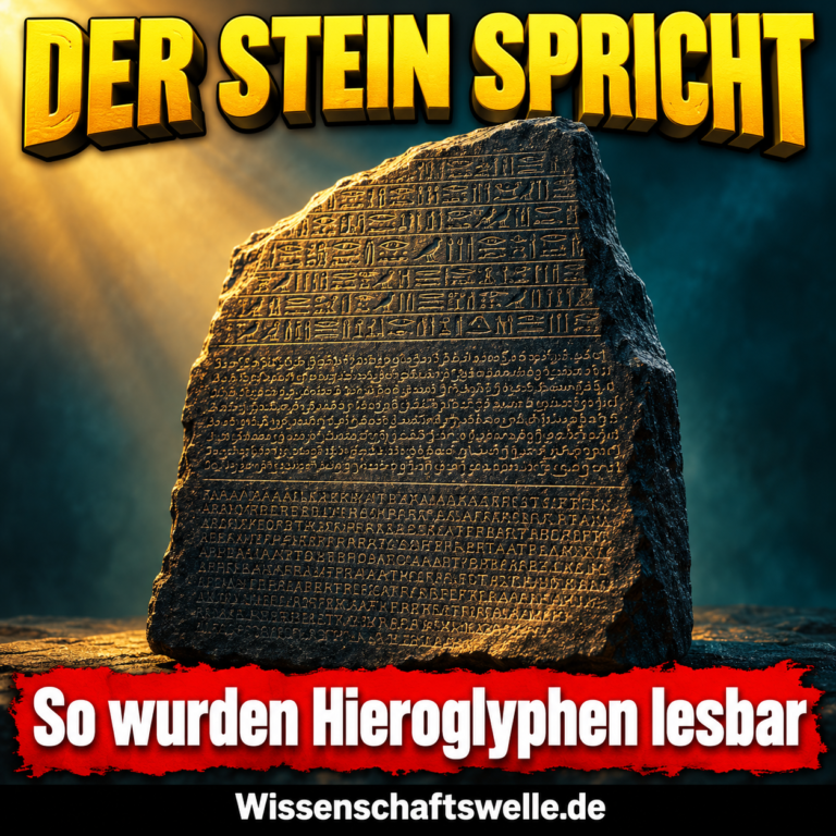KI-Symbolillustration einer dunklen beschrifteten Steinplatte mit warmem Streiflicht; keine originalgetreue Wiedergabe des Rosettasteins oder seiner Inschrift.